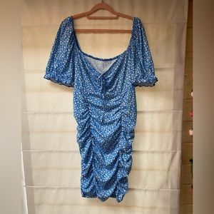 Plus Size Ruched Blue Dress